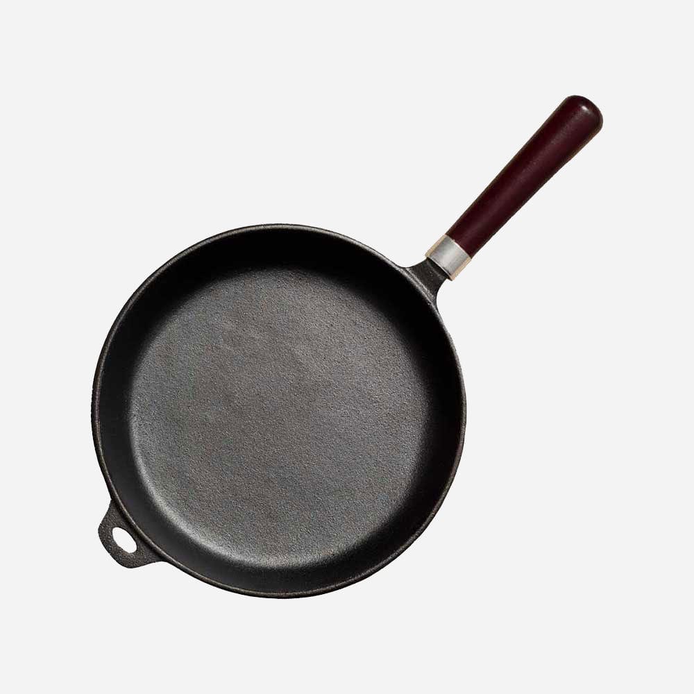 Cup Plate 24.5cm Cast Iron Fry Pan with Wooden Handle