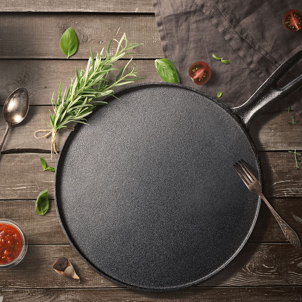 Cup Plate 28cm Cast Iron Dosa Tawa with Heat Resistant Handle