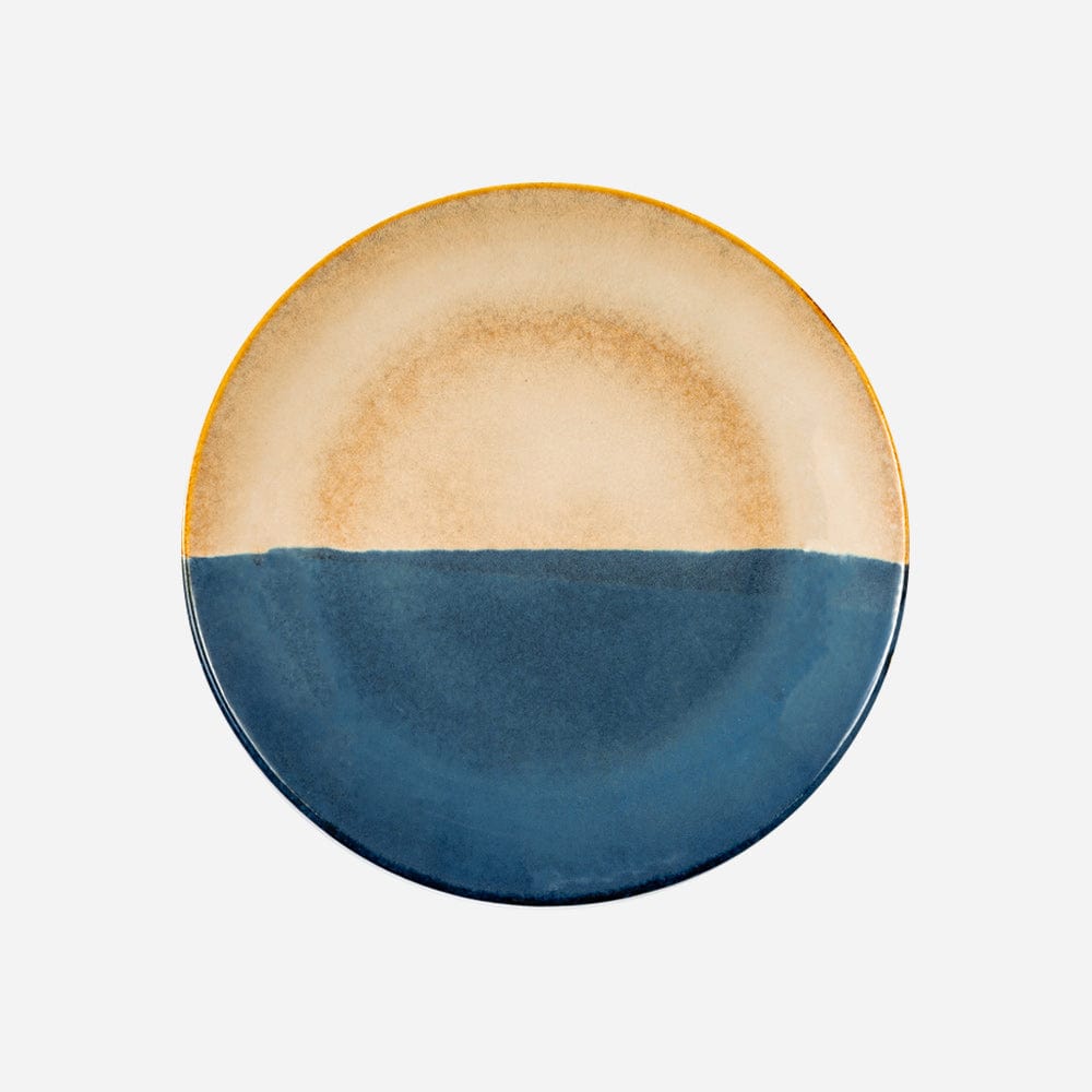 Cup Plate Azure Half And Half Ceramic Dinner Plates (Set of 2)