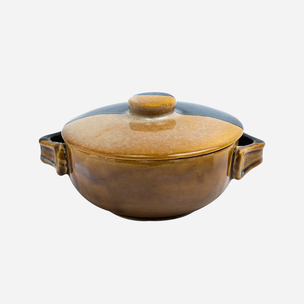Cup Plate Azure Half and Half Ceramic Serving Bowl with Lid