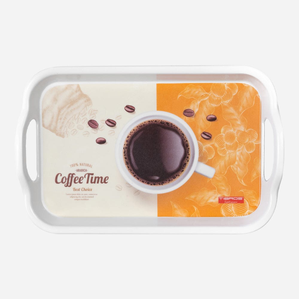 Cup Plate Coffee Time Melamine Handle Tray Set of 3
