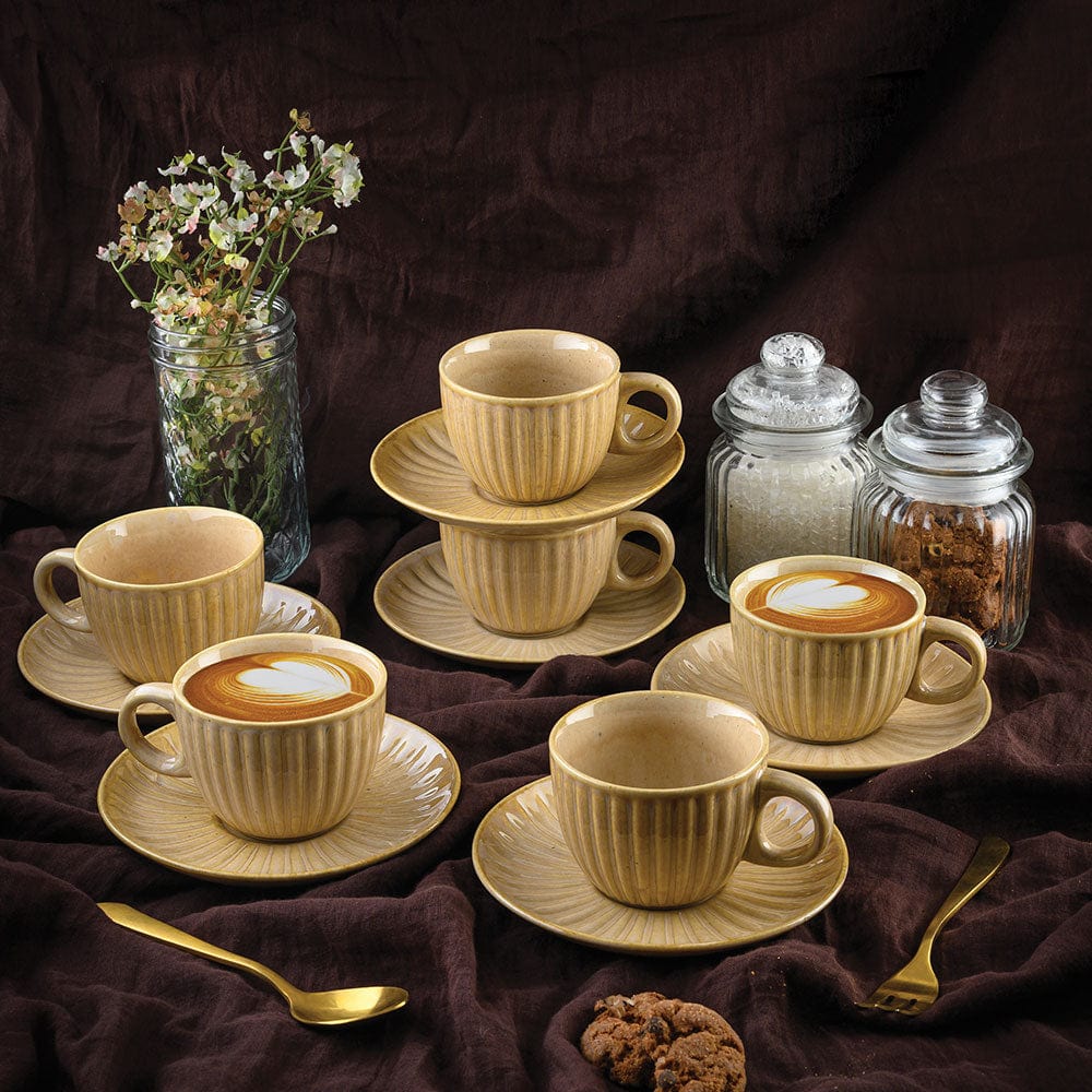 Cup Plate Earthy Artisan Cup and Saucer Set of 6