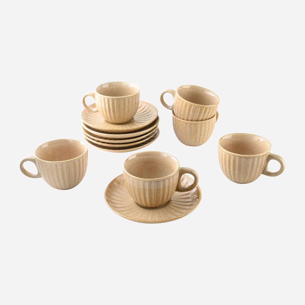 Cup Plate Earthy Artisan Cup and Saucer Set of 6