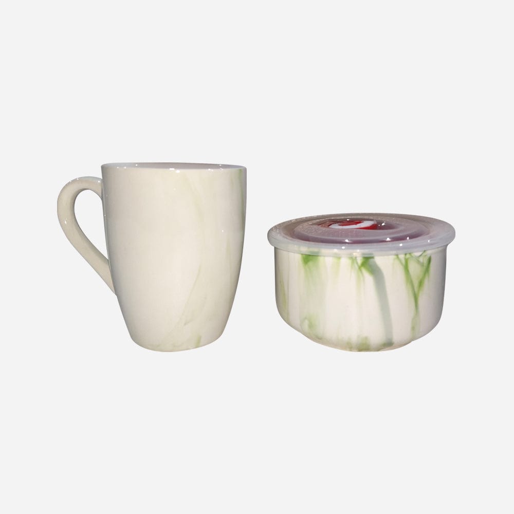 Cup Plate Elegant Marbo Breakfast Set (Mug & Container)