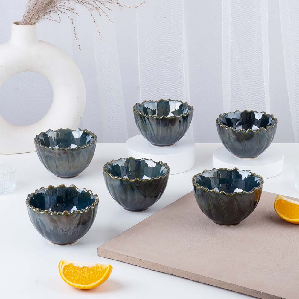 Cup Plate Emerald Artisan Bowls - Set of 6