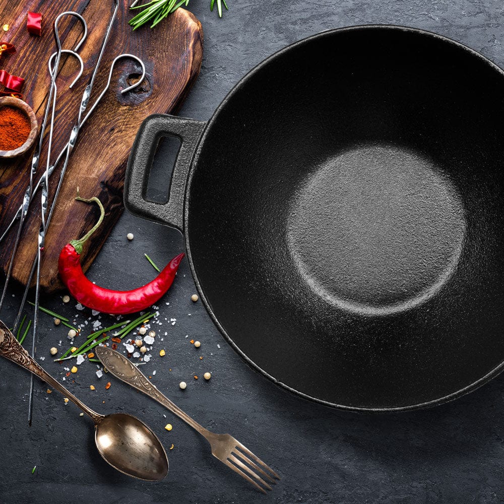 Cup Plate Handcrafted Cast Iron Kadhai with Glass Lid – 2.5LT