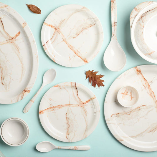 Cup Plate Indus Round Dinner Set (44 Piece) - Elegant Melamine Dinnerware
