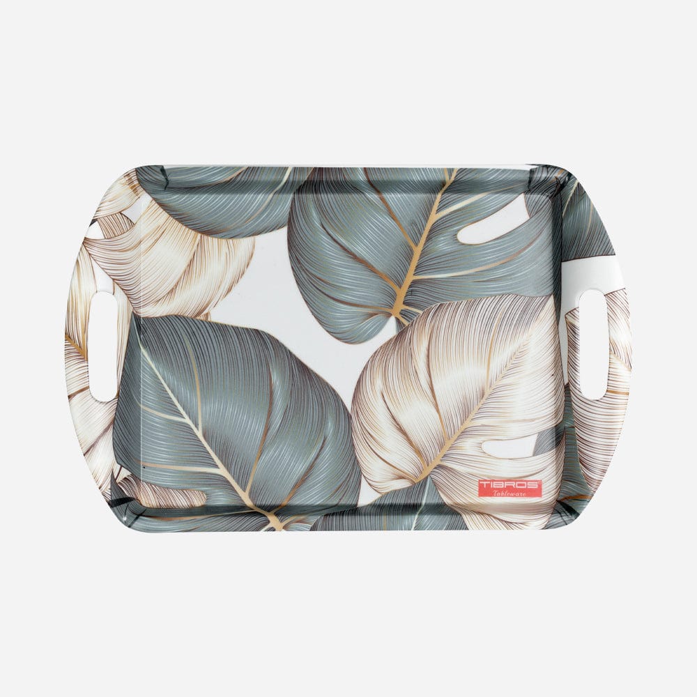 Cup Plate Leafline Melamine Utsav Tray Set - 3-Piece