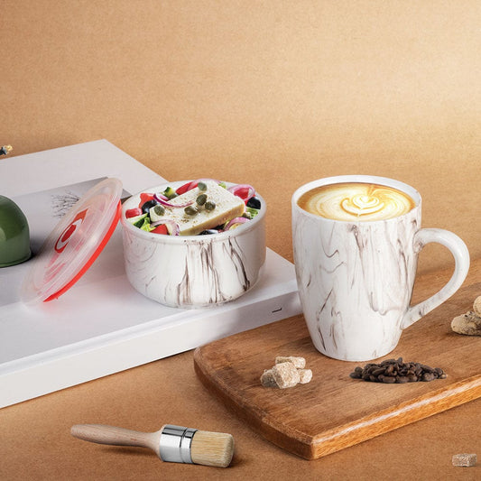 Cup Plate Light Green Elegant Marbo Breakfast Set (Mug & Container)
