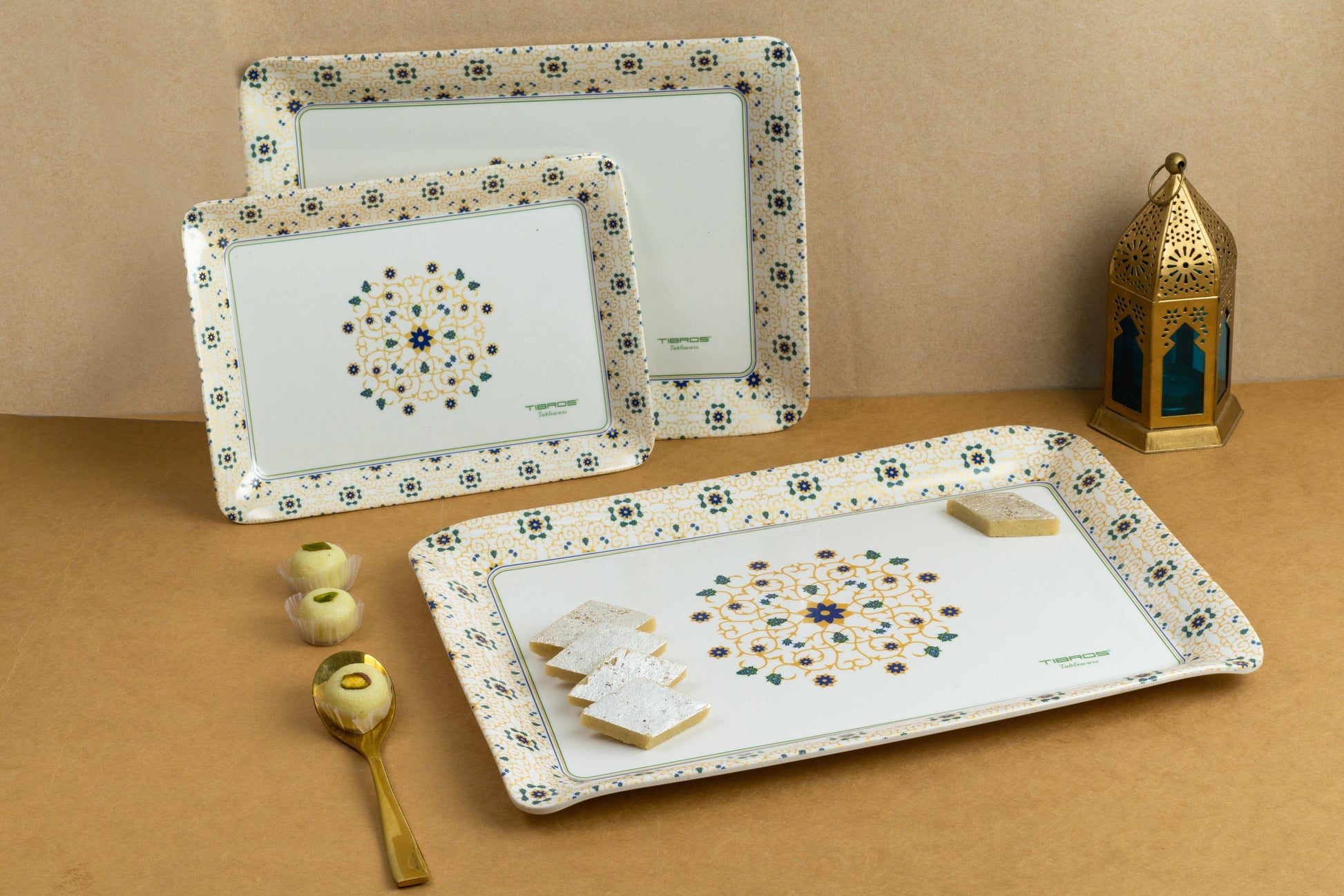Cup Plate Mahal Melamine Ethnic Tray Set of 3