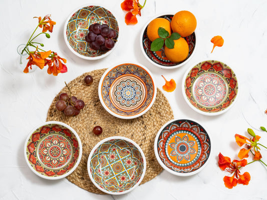 Cup Plate Melamine Heritage Bowls Set of 2 - Chic Serving Bowls