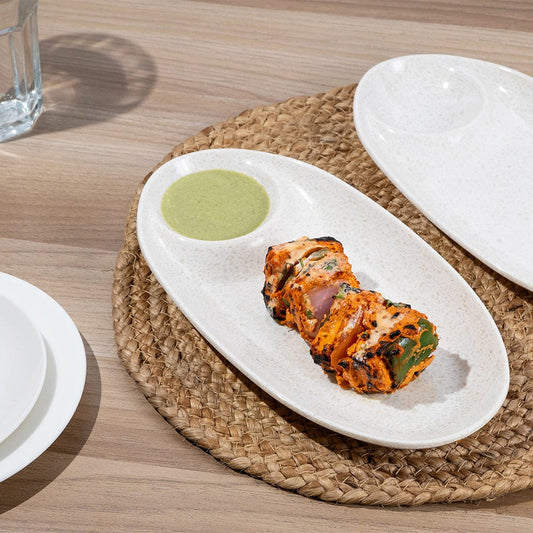 Cup Plate Melamine Oval Chip & Dip Platter Set - 4 Pieces