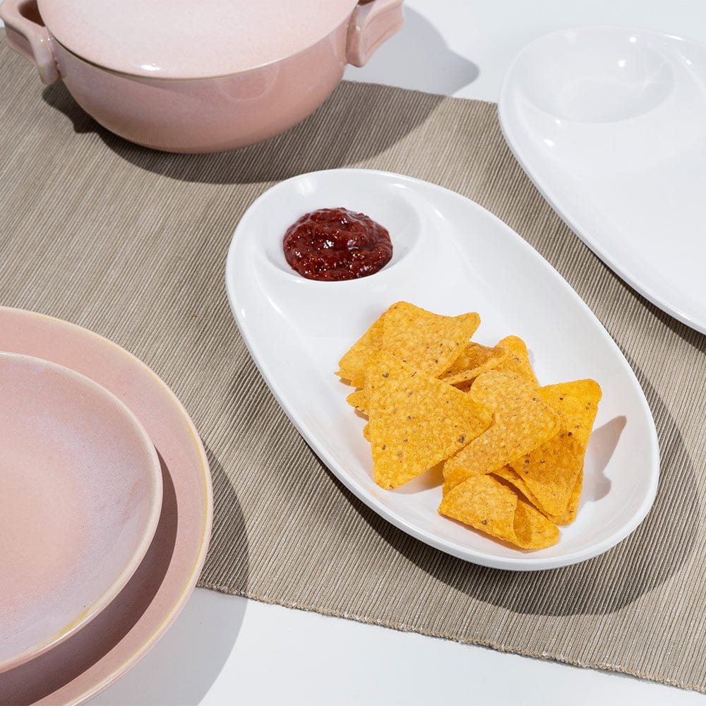 Cup Plate Melamine Oval Chip & Dip Platter Set - 4 Pieces