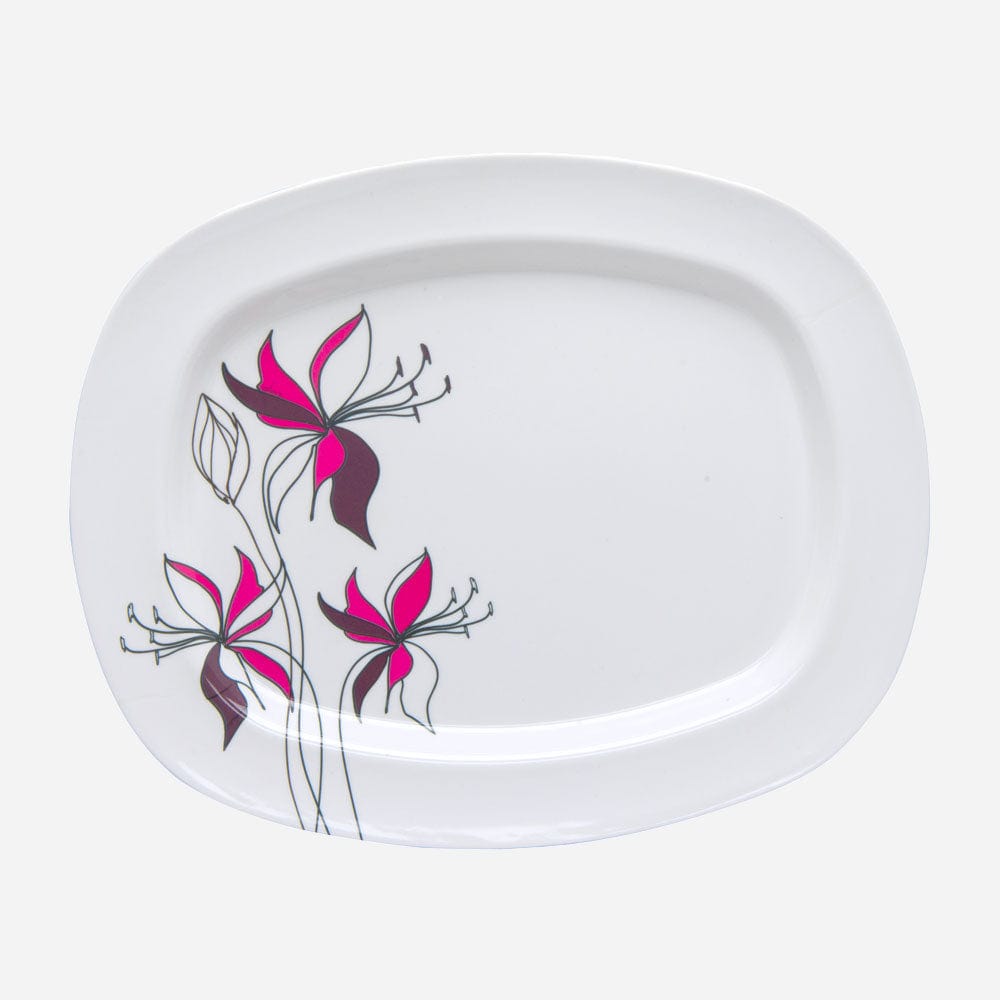 Cup Plate Purple Petals 32-Piece Round Dinner Set