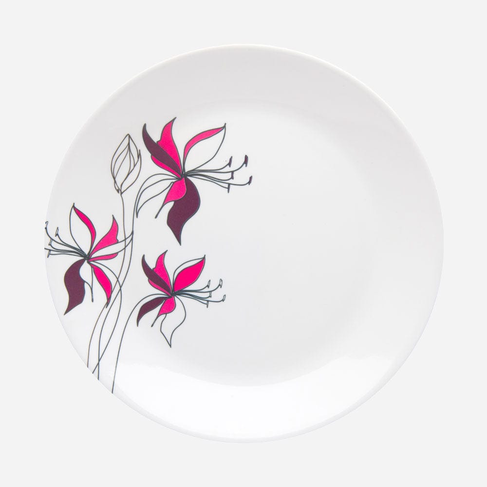 Cup Plate Purple Petals 32-Piece Round Dinner Set