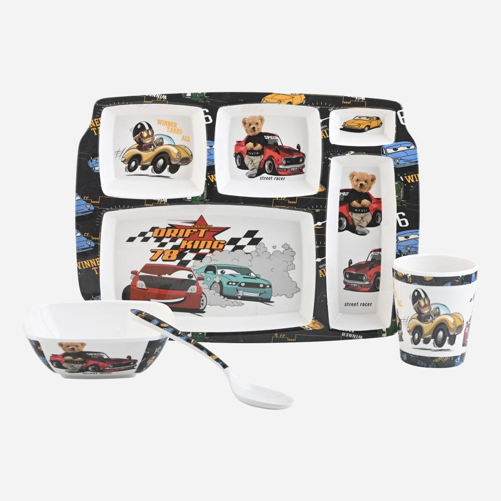 Cup Plate Rectangle Road Rash Kids Dinner Set - Fun Character Meal Set