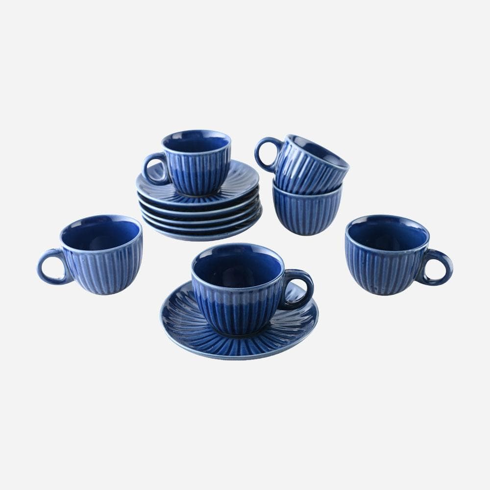 Cup Plate Royal Blue Royal Blue Artisan Cup and Saucer Set (6-Piece)