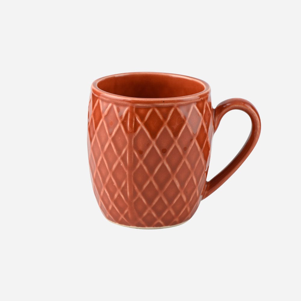 Cup Plate Set of 2 / Brown Elegant Tulle Ceramic Mug