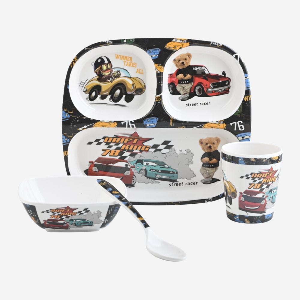 Cup Plate Square Road Rash Kids Dinner Set - Fun Character Meal Set