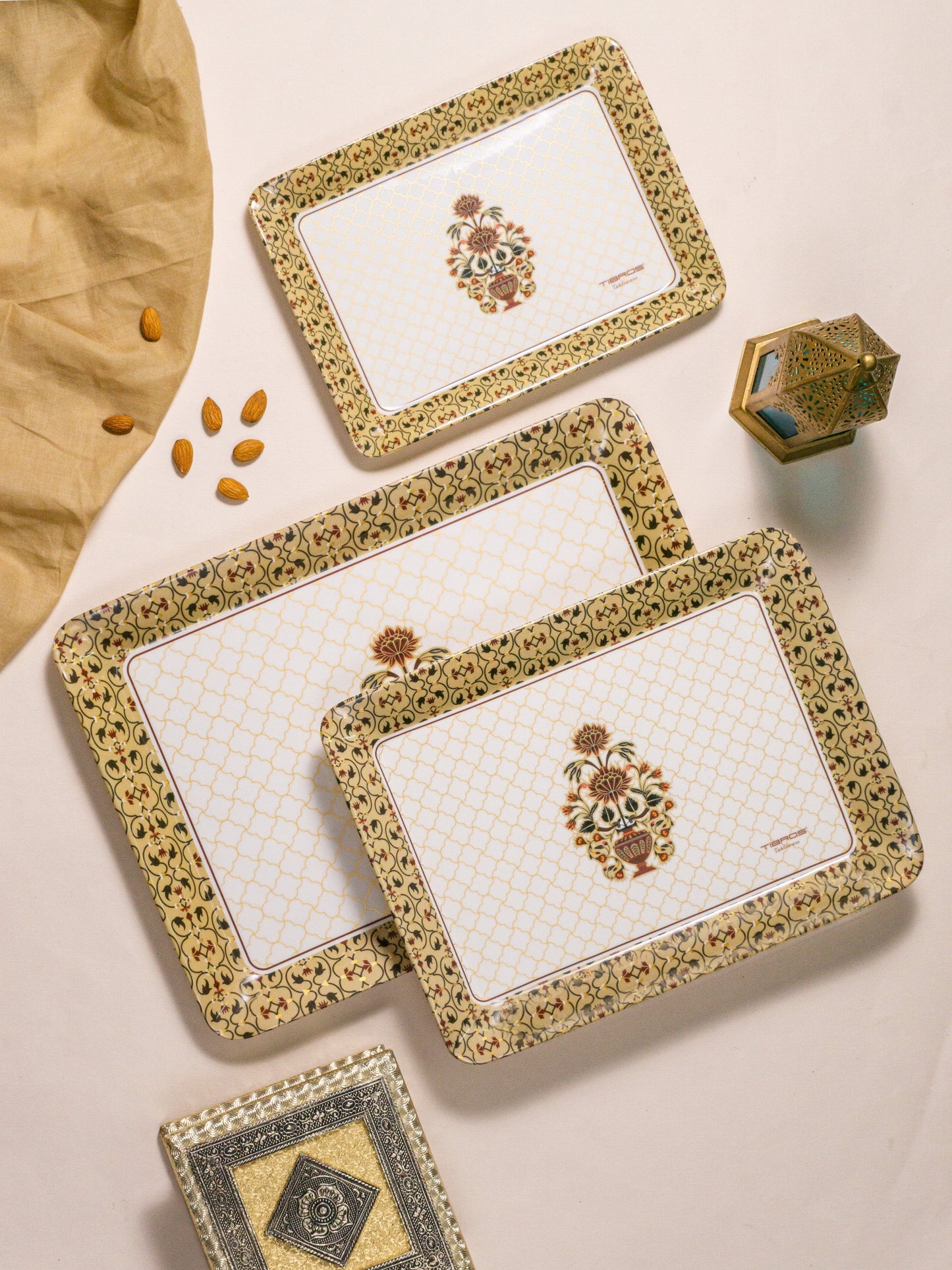 Cup Plate Sufi Melamine Ethnic Tray Set of 3
