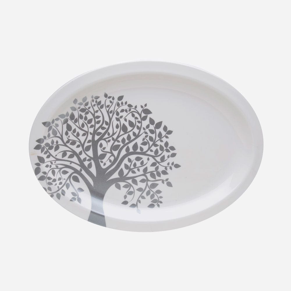Cup Plate Temple Tree Silver Round Dinner Set (44 Piece)