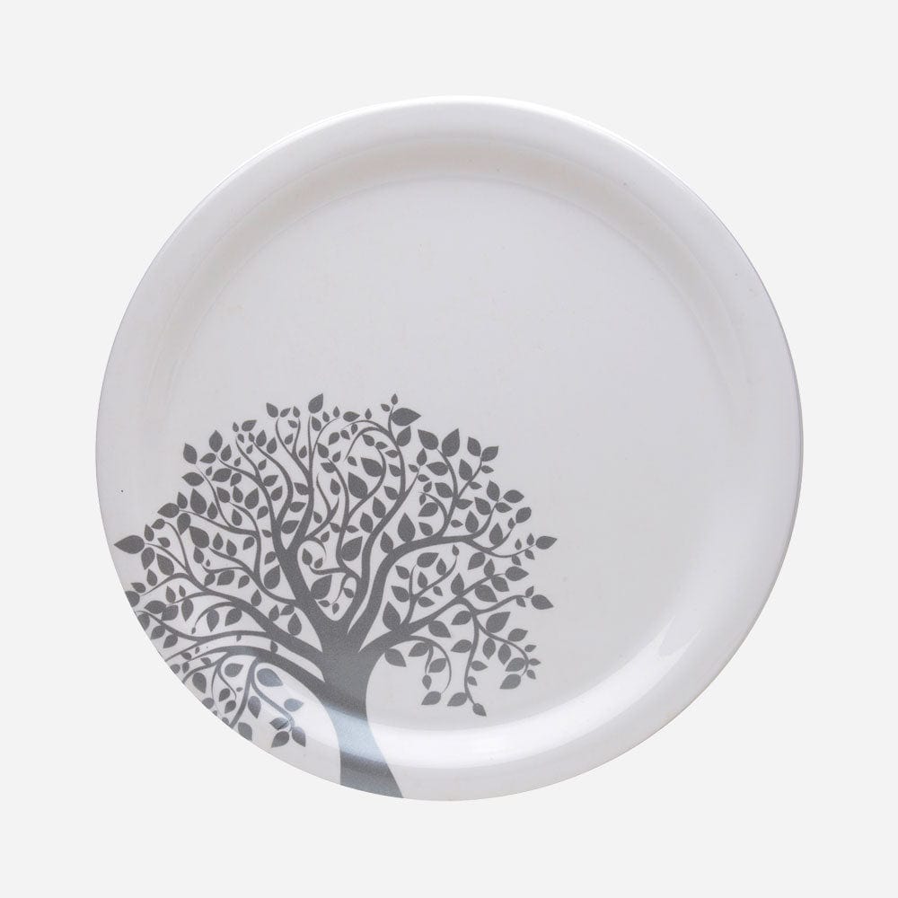 Cup Plate Temple Tree Silver Round Dinner Set (44 Piece)