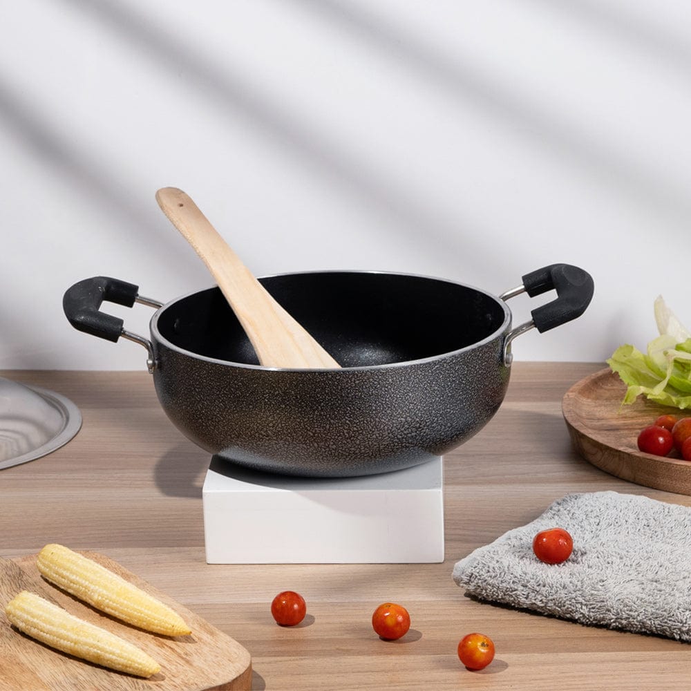 Cup Plate Tibros Non-Stick Kadhai with Steel Lid - 3Lt & 2Lt