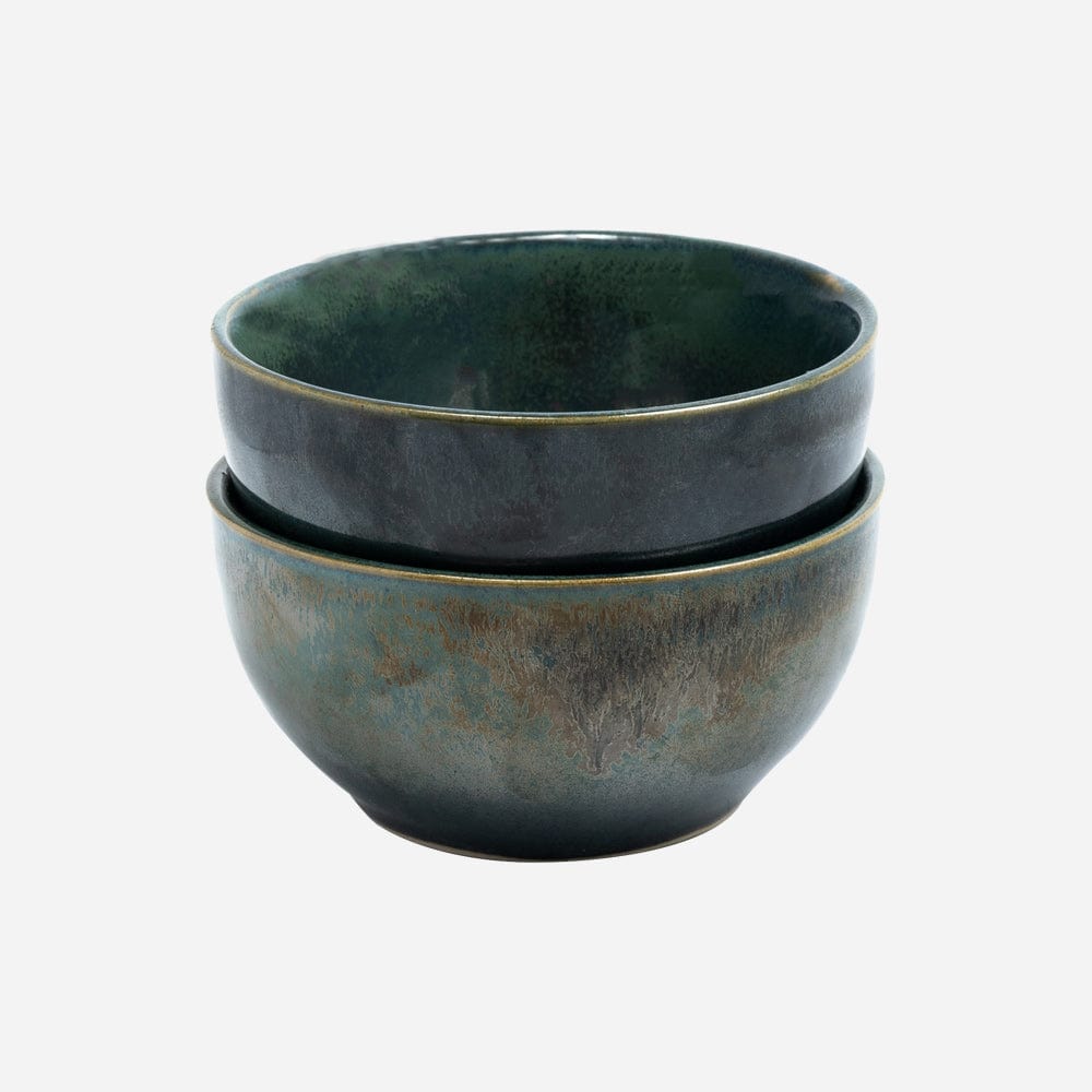 Cup Plate Verdant Green Ceramic Snack Bowl Set of 4