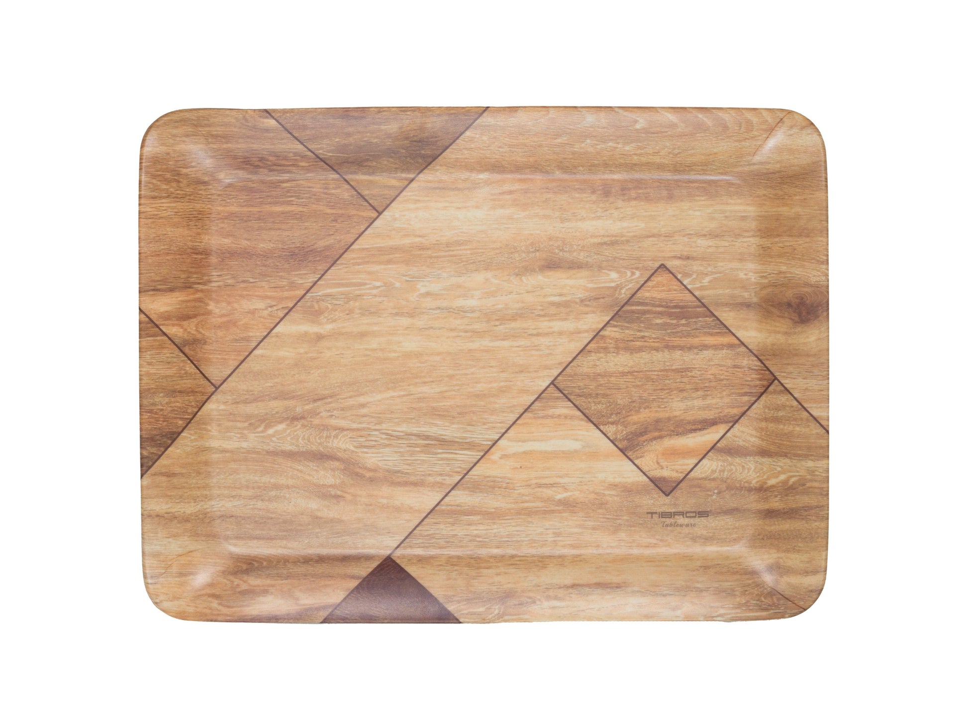 Cup Plate Walnut Melamine Canvas Matt Tray Set - 3 Piece