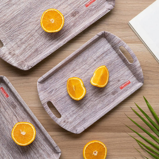 Cup Plate White Oak Melamine Utsav Tray Set of 3