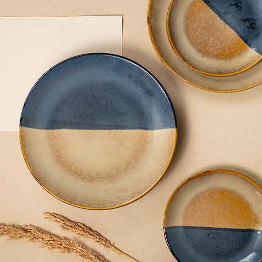 Cup Plate Azure Half And Half Ceramic Dinner Plates (Set of 2)