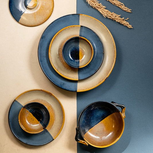 Cup Plate Azure Half and Half Ceramic Dinner Set - 29 Piece