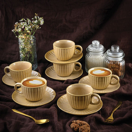 Cup Plate Earthy Artisan Cup and Saucer Set of 6