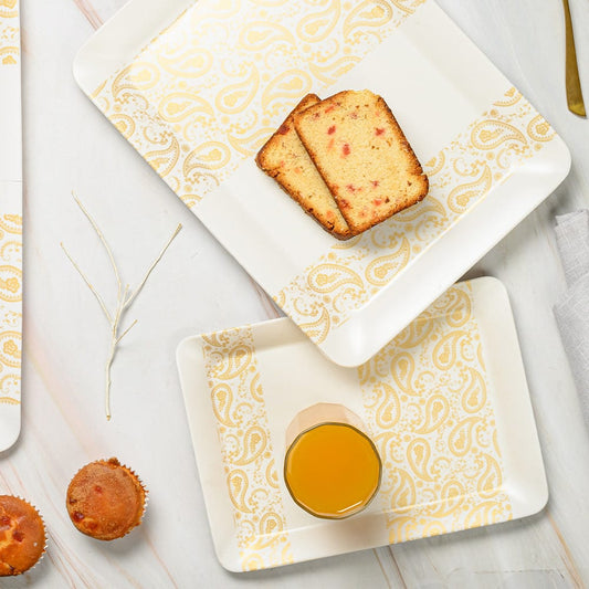 Cup Plate Golden Paisley Melamine Tray Set - 3 Sizes