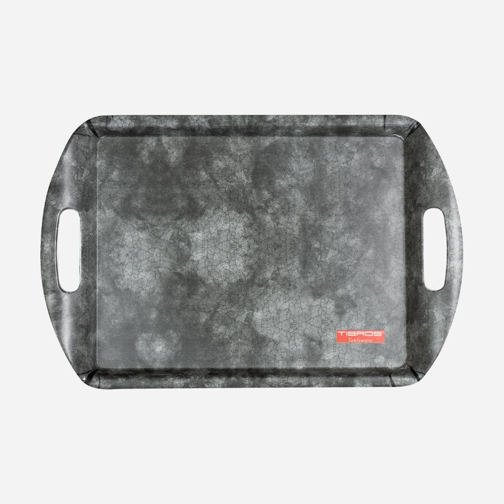 Cup Plate Grey Crackle Melamine Utsav Tray Set of 3
