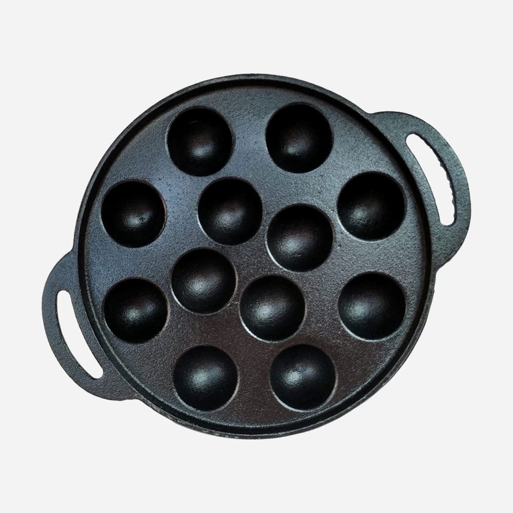 Cup Plate Handcrafted Cast Iron Paniaram Pan - 21cm
