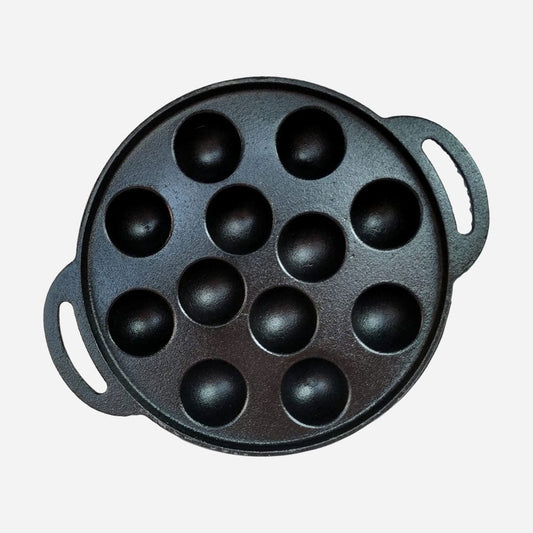 Cup Plate Handcrafted Cast Iron Paniaram Pan - 21cm