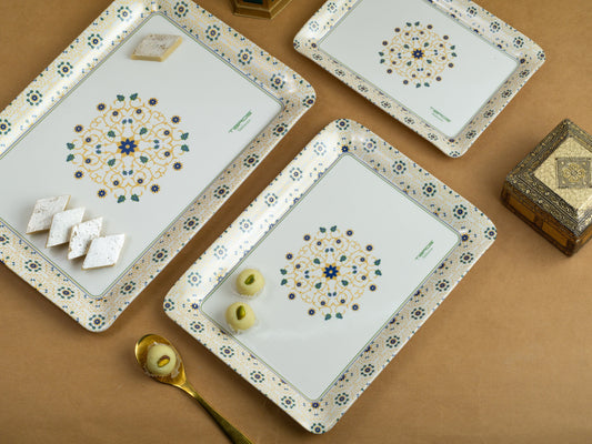 Cup Plate Mahal Melamine Ethnic Tray Set of 3