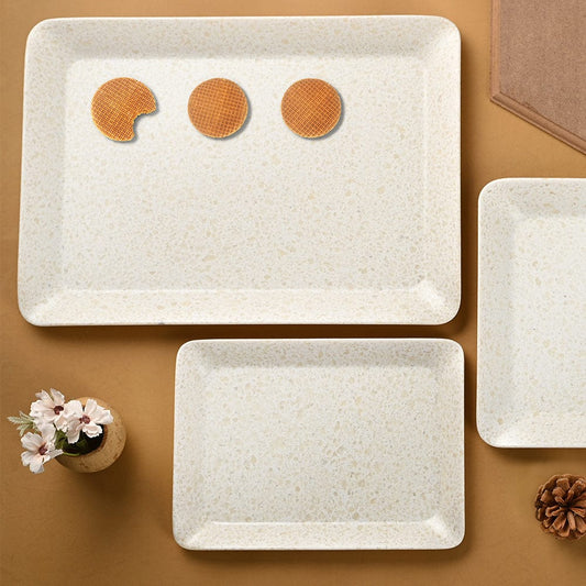 Cup Plate Pearl Melamine Matt Tray Set of 3