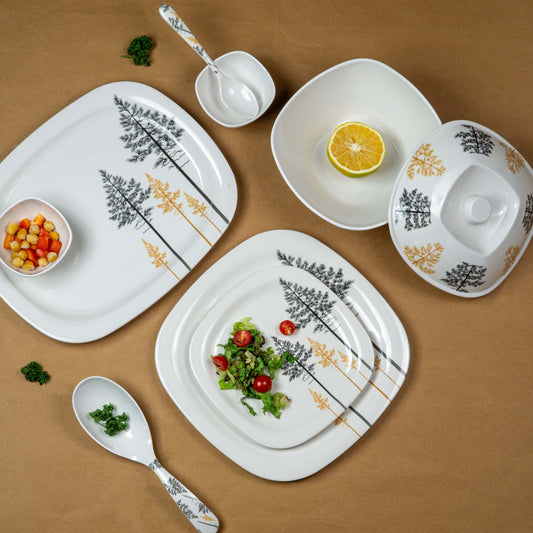 Cup Plate Pine Tree 38-Piece Square Dinner Set
