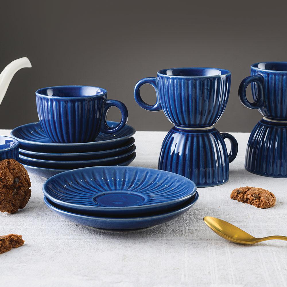 Cup Plate Royal Blue Royal Blue Artisan Cup and Saucer Set (6-Piece)