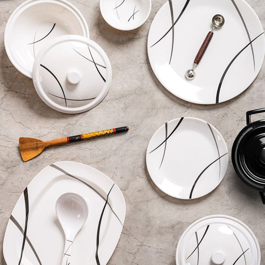 Cup Plate Strokes 32-Piece Round Dinner Set