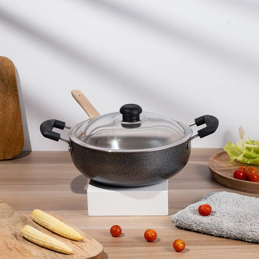 Cup Plate Tibros Non-Stick Kadhai with Steel Lid - 3Lt & 2Lt