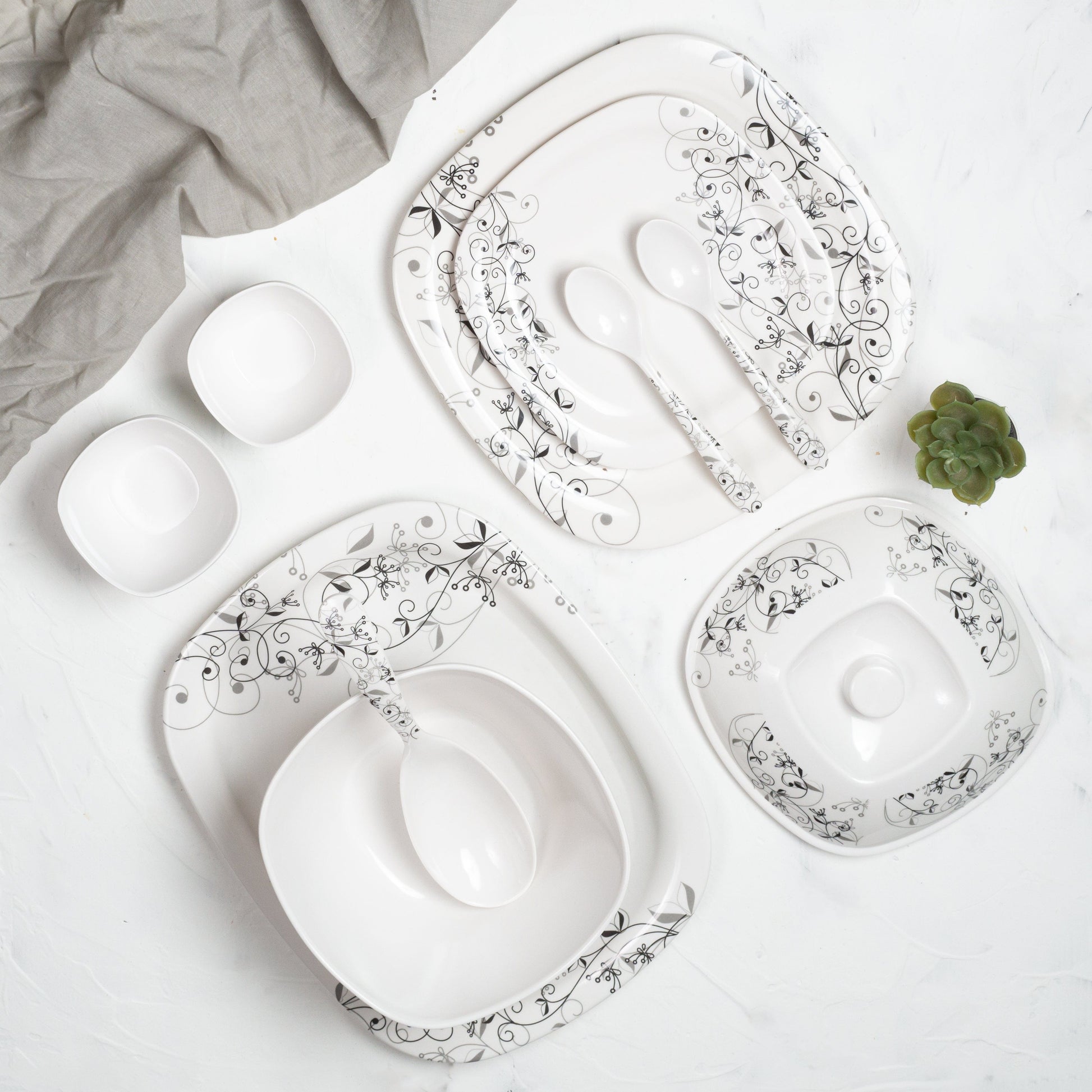 Cup Plate Wine Square Dinner Set (38 Piece)